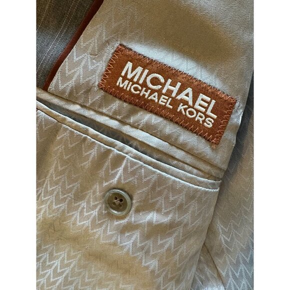 Michael Michael Kors Suit Men 38 Regular Gray Striped Wool Single Breasted - Picture 12 of 15